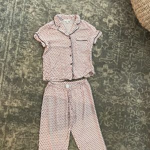 Older girls pale pink & navy pajama set pjs. Size M in Bloom by jonquil